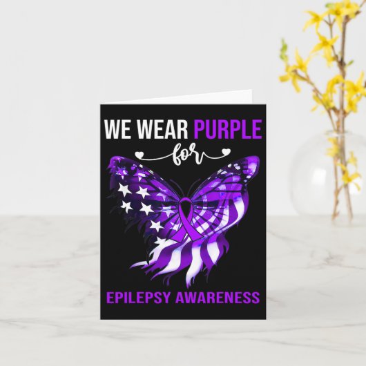 Epilepsy Bewustheid 4 juli Paarse vlinder Kaart (Gele Bloem)
