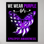 Epilepsy Bewustheid 4 juli Paarse vlinder Poster (Voorkant)