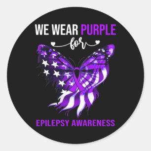 Epilepsy Bewustheid 4 juli Paarse vlinder Ronde Sticker