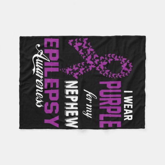 Epilepsy Bewustheid dat ik Paars voor mijn Nephew  Fleece Deken (Voorkant (Horizontaal))