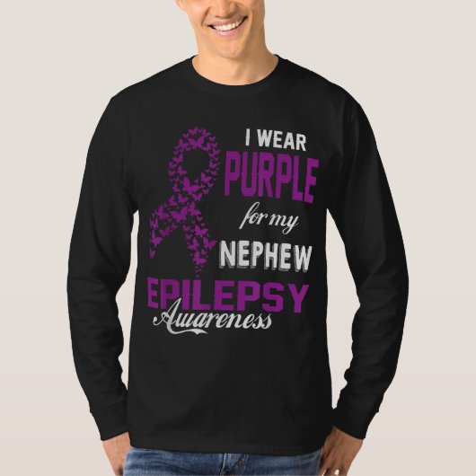 Epilepsy Bewustheid dat ik Paars voor mijn Nephew  T-shirt (Voorkant)