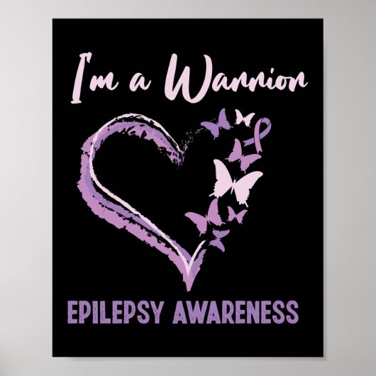 Epilepsy Bewustheid Ik ben een Warrior Heart Butte Poster (Voorkant)