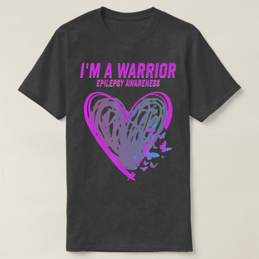 Epilepsy Bewustheid Ik ben een Warrior Heart Butte T-shirt (Design voorkant)