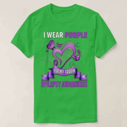 Epilepsy Bewustheid ik Draag Paars lint voor mijn  T-shirt (Design voorkant)