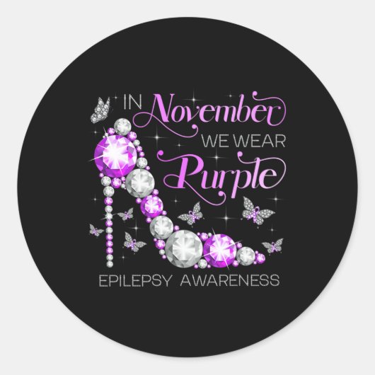 Epilepsy Bewustheid in november Draag we Paarse ma Ronde Sticker (Voorkant)