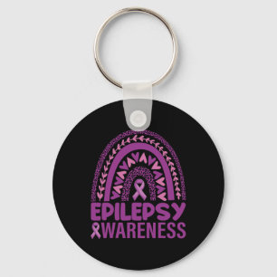 Epilepsy Bewustheid Rainbow Paarse Ribbon Mannen V Sleutelhanger