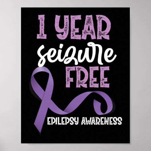 Epilepsy Bewustmaking 1 jaar Seizoensvrij Koolstof Poster (Voorkant)