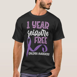 Epilepsy Bewustmaking 1 jaar Seizoensvrij Koolstof T-shirt