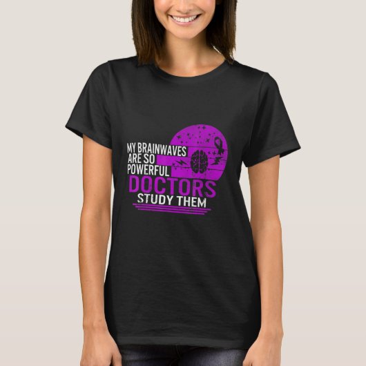 Epilepsy Bewustmaking Brainwaves Krachtige artsen T-shirt (Voorkant)