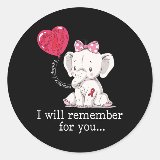 Epilepsy Bewustmaking Elephant Ronde Sticker (Voorkant)