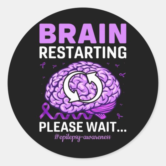 Epilepsy Bewustmaking Funny Brain Restarting Alsje Ronde Sticker (Voorkant)