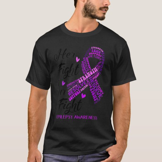 Epilepsy Bewustmaking Haar strijd is onze Paars R T-shirt (Voorkant)