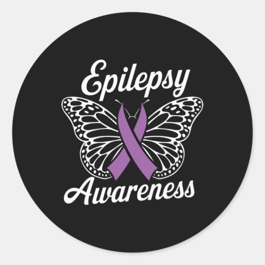 Epilepsy Bewustmaking Maand Paars Ribbon Advocate  Ronde Sticker (Voorkant)