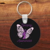 Epilepsy Bewustmaking Maand Paars Ribbon Advocate  Sleutelhanger (Voorkant)