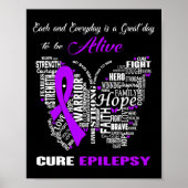 Epilepsy Bewustmaking Paarse Butterflies Poster (Voorkant)