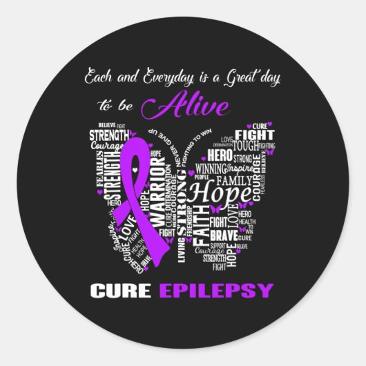 Epilepsy Bewustmaking Paarse Butterflies Ronde Sticker (Voorkant)