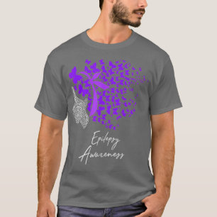 Epilepsy Bewustmaking Paarse Butterflies T-shirt