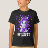 Epilepsy Bewustmakingsmaand Paarse Ribbon Unicorn T-shirt (Voorkant)