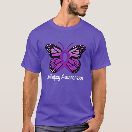 Epilepsy Butterfly Awareness Ribbon T-shirt (Voorkant)
