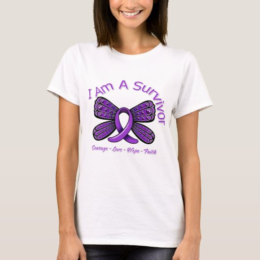 Epilepsy Butterfly Ik ben een overlevende T-shirt (Voorkant)