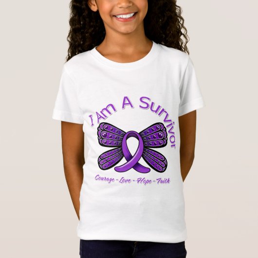 Epilepsy Butterfly Ik ben een overlevende T-shirt (Voorkant)