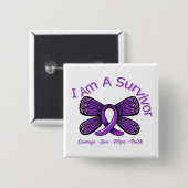 Epilepsy Butterfly Ik ben een overlevende Vierkante Button 5,1 Cm (Voorkant /achterkant)