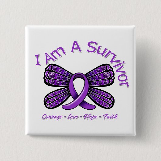 Epilepsy Butterfly Ik ben een overlevende Vierkante Button 5,1 Cm (Voorkant)