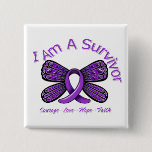 Epilepsy Butterfly Ik ben een overlevende Vierkante Button 5,1 Cm
