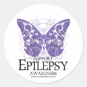 Epilepsy Butterfly Ronde Sticker (Voorkant)