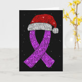 Epilepsy Christmas Hat Purple Awareness Ribbon Sei Kaart (Gele Bloem)
