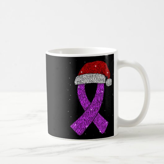 Epilepsy Christmas Hat Purple Awareness Ribbon Sei Koffiemok (Rechts)