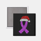 Epilepsy Christmas Hat Purple Awareness Ribbon Sei Magneet (Voorkant / Achterkant)