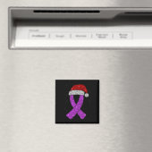Epilepsy Christmas Hat Purple Awareness Ribbon Sei Magneet (Insitu (Vaatwasser))
