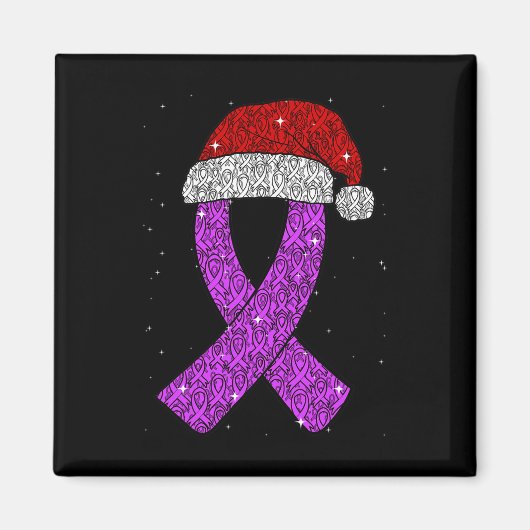 Epilepsy Christmas Hat Purple Awareness Ribbon Sei Magneet (Voorkant)