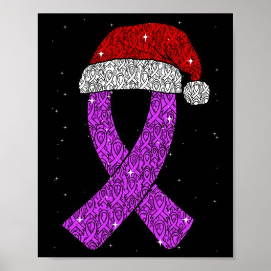 Epilepsy Christmas Hat Purple Awareness Ribbon Sei Poster (Voorkant)