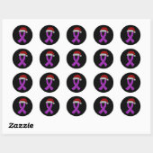 Epilepsy Christmas Hat Purple Awareness Ribbon Sei Ronde Sticker (Vel)