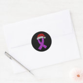 Epilepsy Christmas Hat Purple Awareness Ribbon Sei Ronde Sticker (Envelop)