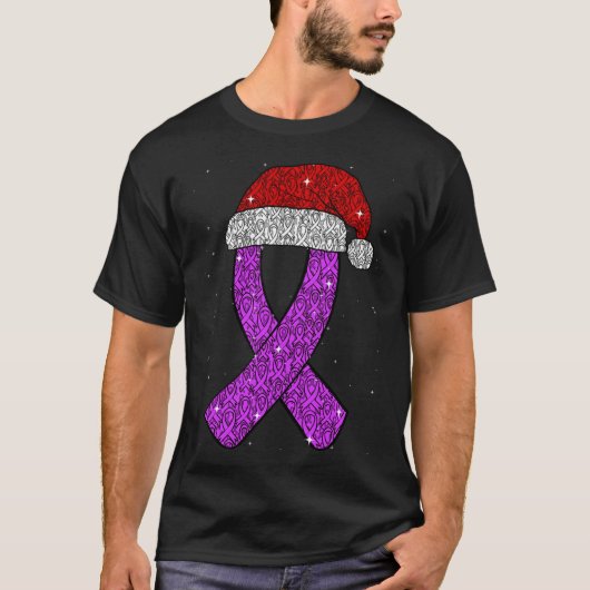 Epilepsy Christmas Hat Purple Awareness Ribbon Sei T-shirt (Voorkant)