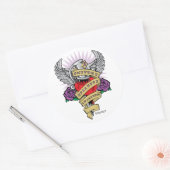 Epilepsy Dagger en Heart Tattoo Ronde Sticker (Envelop)