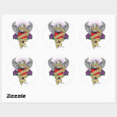 Epilepsy Dagger en Heart Tattoo Ronde Sticker (Vel)