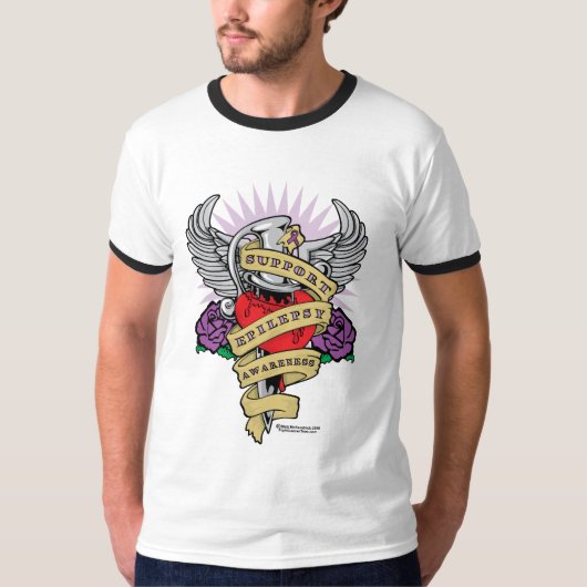 Epilepsy Dagger en Heart Tattoo T-shirt (Voorkant)