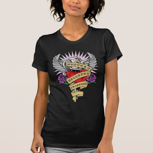 Epilepsy Dagger en Heart Tattoo T-shirt (Voorkant)