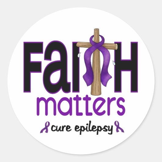 Epilepsy Faith Matters Cross 1 Ronde Sticker (Voorkant)