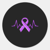 Epilepsy Heartbeat Tea Moms Purple Ribbon Awarenes Ronde Sticker (Voorkant)