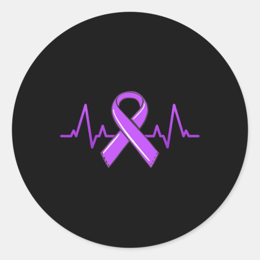 Epilepsy Heartbeat Tea Moms Purple Ribbon Awarenes Ronde Sticker (Voorkant)
