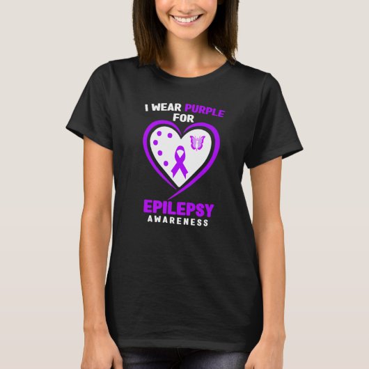 Epilepsy   I Wear purple For Epilepsy Awareness T-shirt (Voorkant)