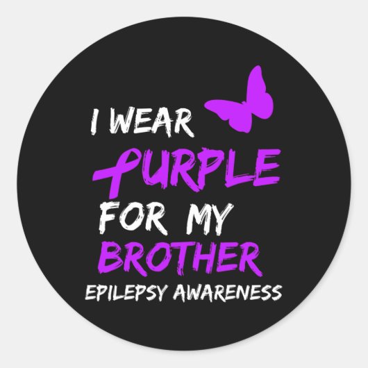 Epilepsy I Wear Purple For My Brother Ribbon  Ronde Sticker (Voorkant)