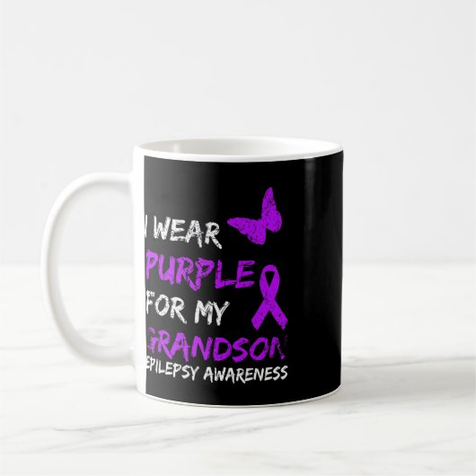 Epilepsy I Wear Purple For My Grandson Ribbon  Koffiemok (Links)