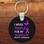 Epilepsy I Wear Purple For My Grandson Ribbon  Sleutelhanger (Voorkant)