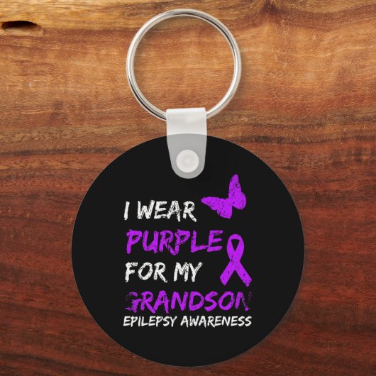 Epilepsy I Wear Purple For My Grandson Ribbon  Sleutelhanger (Voorkant)